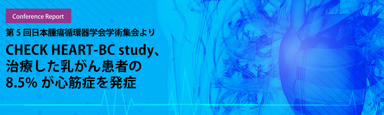 CHECK HEART-BC study、治療した乳がん患者の8.5%が心筋症を発症